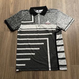 PALACE x Adidas Black/Gray Retro Pattern Zip Neck Polo Shirt Men’s S